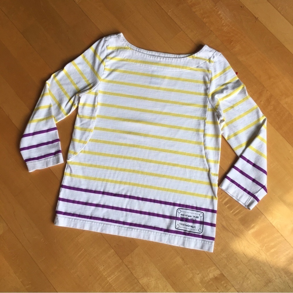 Marc by Marc Jacobs Striped, Three Quarter Sleeve Tee, Yellow, Purple, Size S - Picture 14 of 14